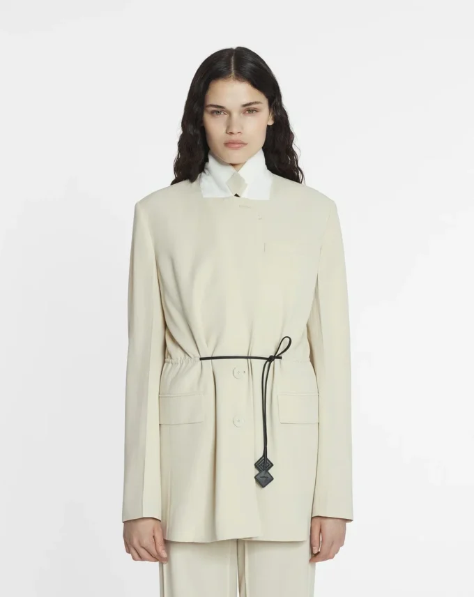 Belted Wool Blend Jacket