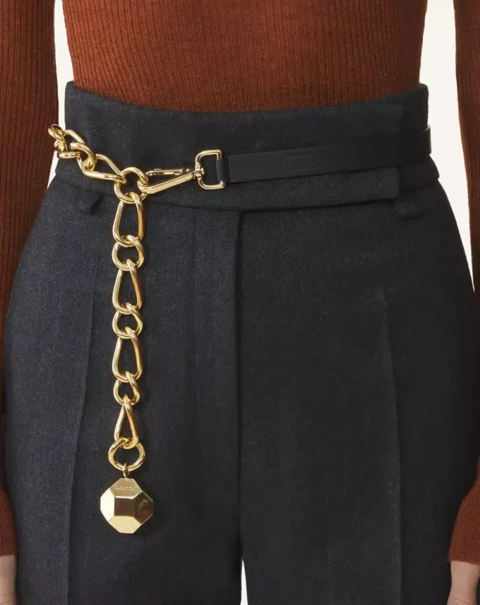 Catch by Lanvin Leather and Metal Chain Belt Catch by Lanvin Leather and Metal Chain Belt