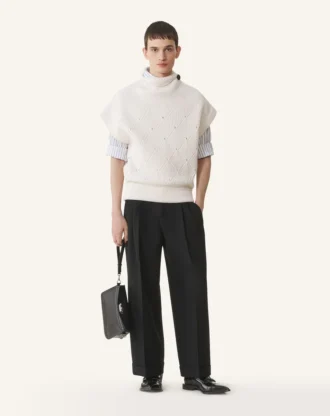 compagnon asymmetrical leather clutch bag 2 1 330x416 - Diamond Detail Sleeveless Wool Sweater