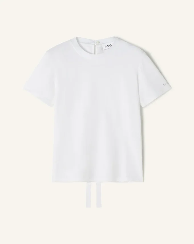 Cotton T-Shirt with Ribbon Detail