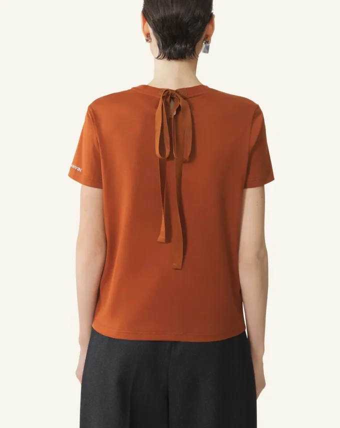 Cotton T-Shirt with Ribbon Detail