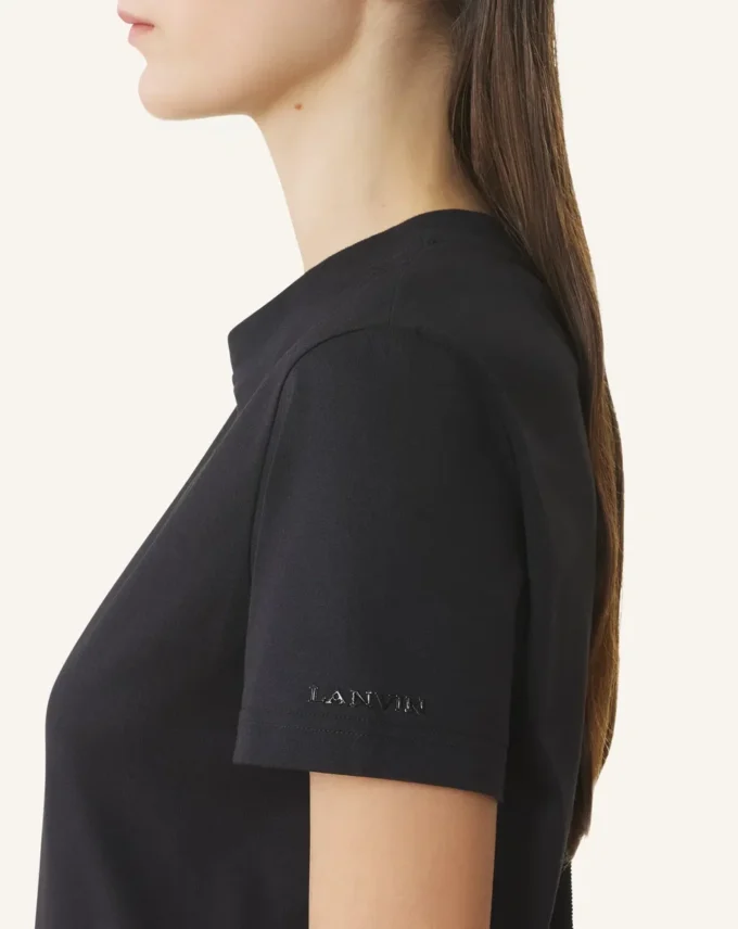 Cotton T-Shirt with Ribbon Detail