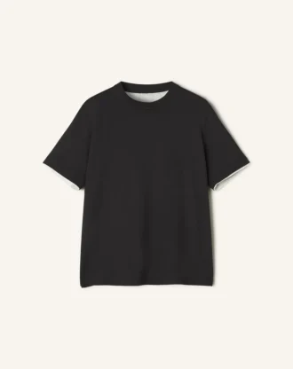 Cotton T-Shirt with Silk Detail