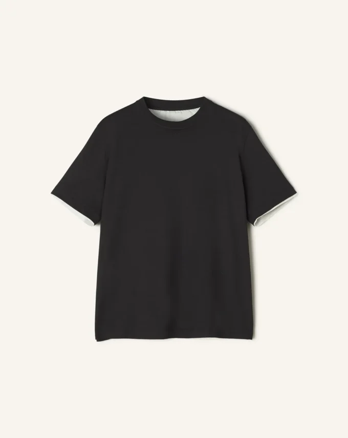 Cotton T-Shirt with Silk Detail Cotton T-Shirt with Silk Detail