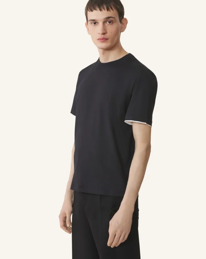 Cotton T-Shirt with Silk Detail Cotton T-Shirt with Silk Detail