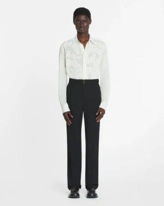 Cotton Voile Shirt with Cut-Outs