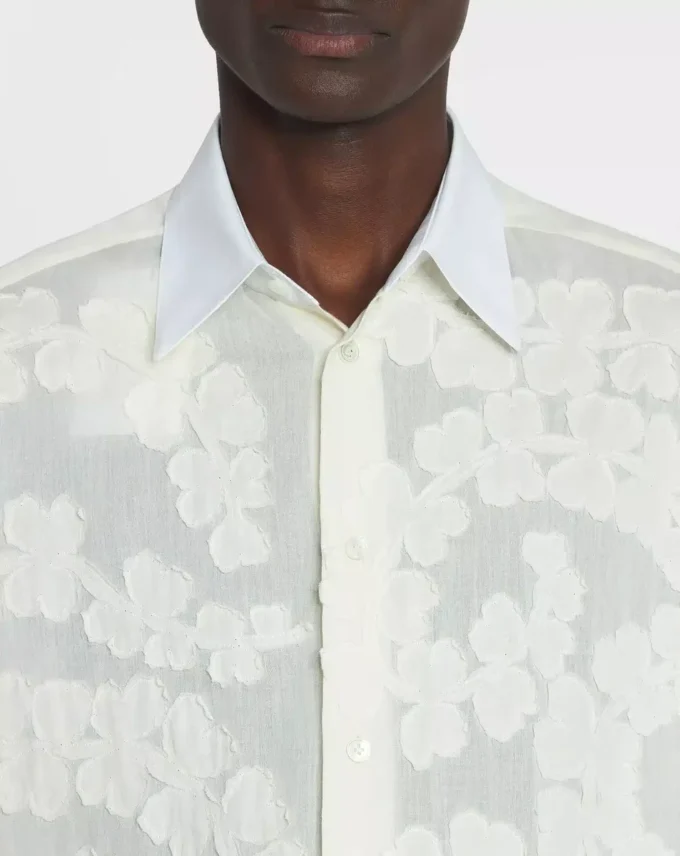 Cotton Voile Shirt with Cut-Outs Cotton Voile Shirt with Cut-Outs