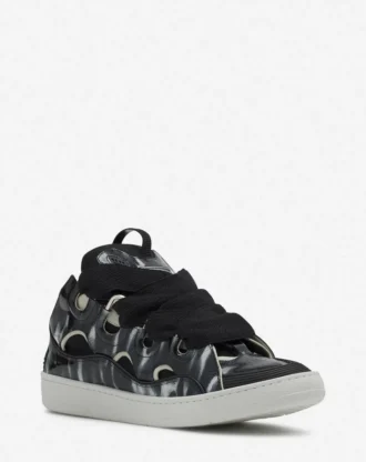 Curb Leather Sneakers with Sparkles