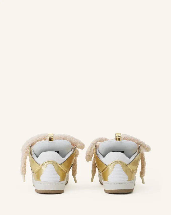 Curb Metallic Leather Sneakers with Mesh Laces Curb Metallic Leather Sneakers with Mesh Laces