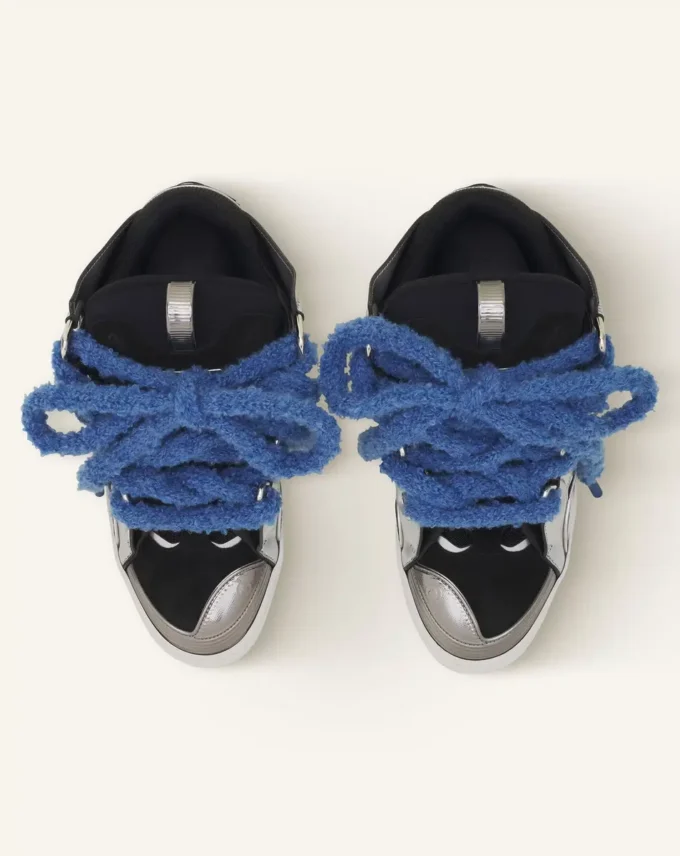 Curb Metallic Leather Sneakers with Mesh Laces Curb Metallic Leather Sneakers with Mesh Laces