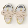 Curb Metallic Leather Sneakers with Mesh Laces Curb Metallic Leather Sneakers with Mesh Laces