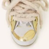 Curb Metallic Leather Sneakers with Mesh Laces Curb Metallic Leather Sneakers with Mesh Laces