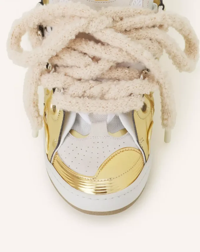 Curb Metallic Leather Sneakers with Mesh Laces Curb Metallic Leather Sneakers with Mesh Laces