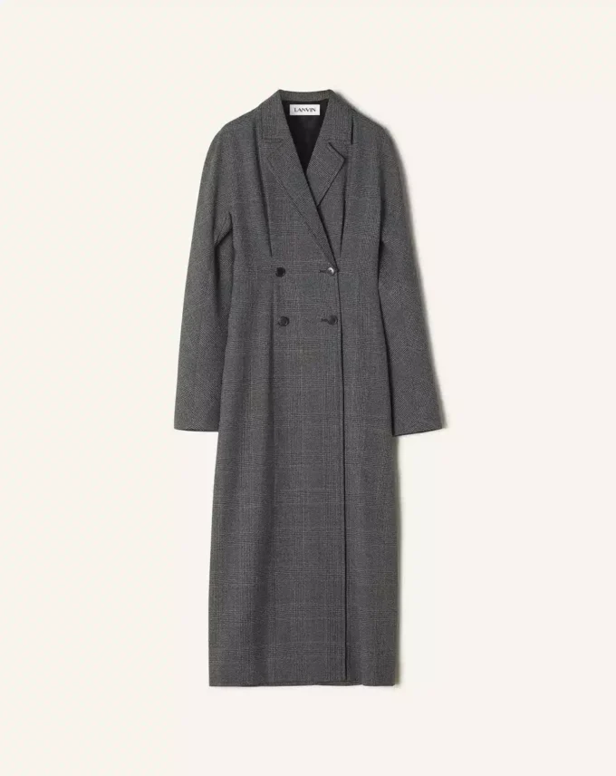 Double-Breasted Prince of Wales Wool Dress