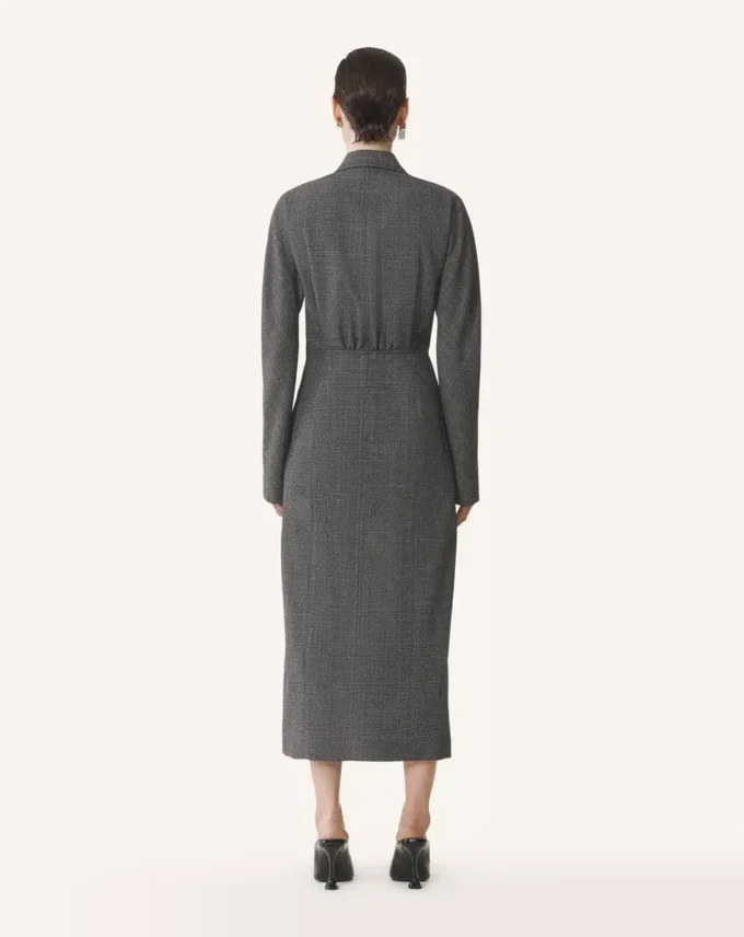 Double-Breasted Prince of Wales Wool Dress