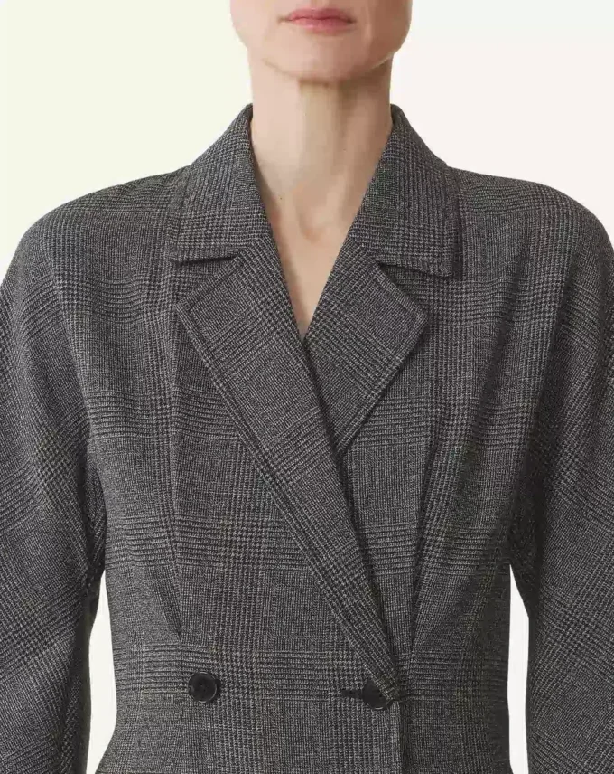 Double-Breasted Prince of Wales Wool Dress