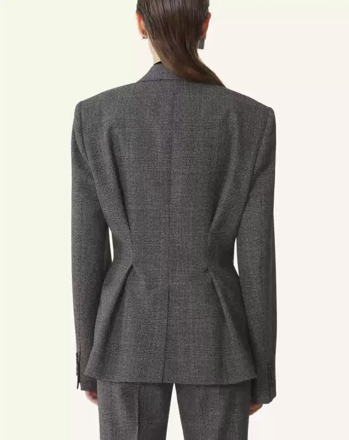 Double-Breasted Tailored Jacket in Prince of Wales Wool Double-Breasted Tailored Jacket in Prince of Wales Wool