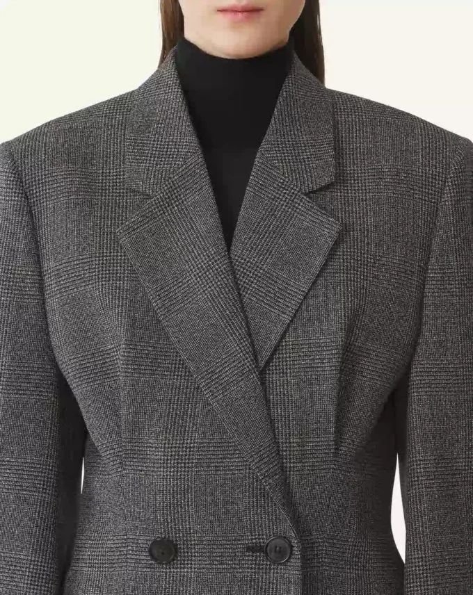 Double-Breasted Tailored Jacket in Prince of Wales Wool Double-Breasted Tailored Jacket in Prince of Wales Wool