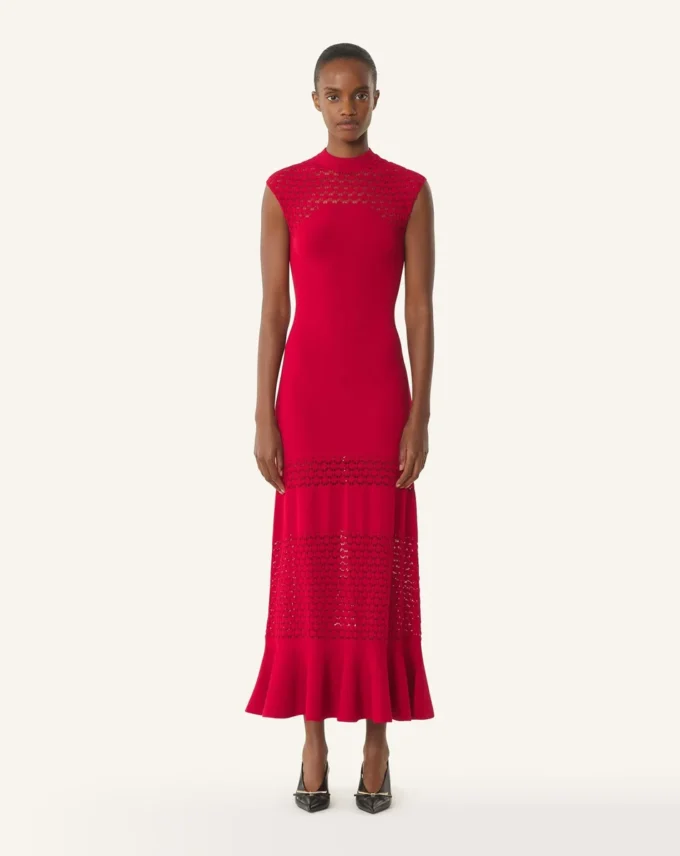 Lace Detail Dress in Viscose Lace Detail Dress in Viscose