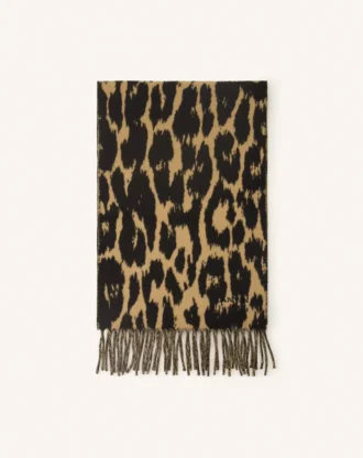 Leopard Print Wool Scarf