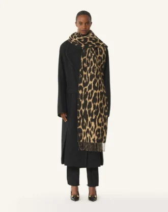 Leopard Print Wool Scarf