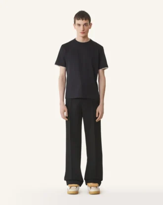 Cotton T-Shirt with Silk Detail