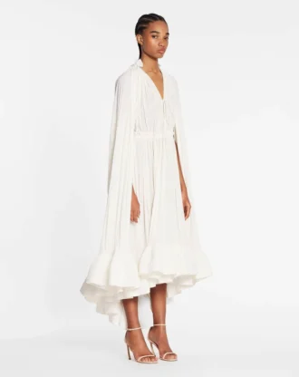 Long Charmeuse Ruffle Dress