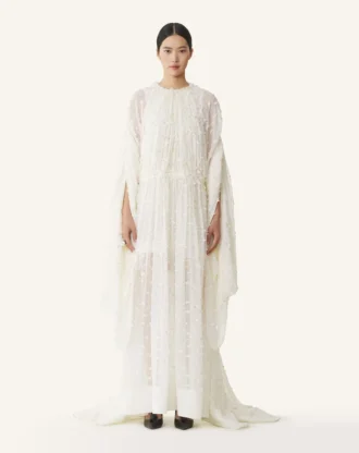 Long Dress in Plumetis Silk