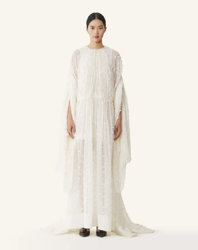 Long Dress in Plumetis Silk Long Dress in Plumetis Silk