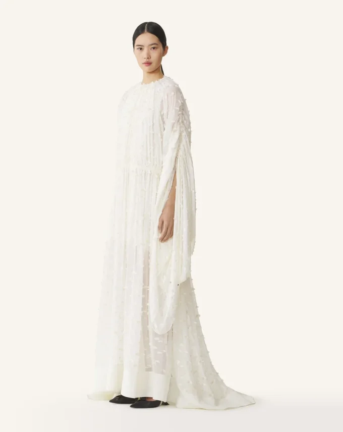 Long Dress in Plumetis Silk Long Dress in Plumetis Silk