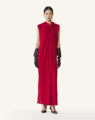Long Knotted Dress in Satin