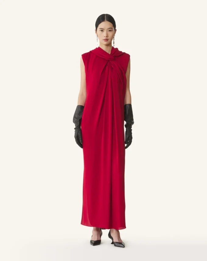 Long Knotted Dress in Satin Long Knotted Dress in Satin