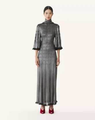 Midi Dress in Metallic Viscose