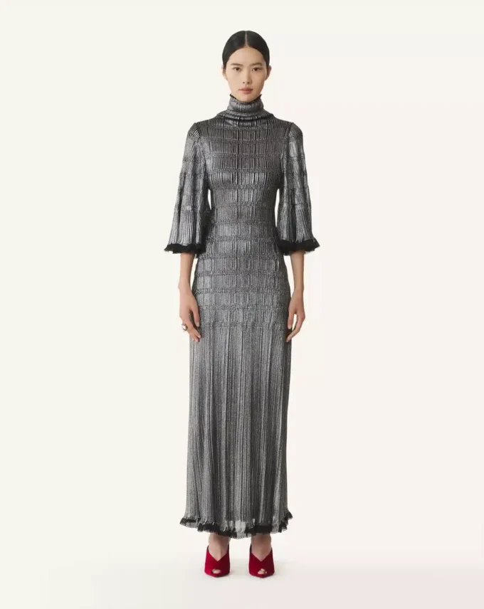 Midi Dress in Metallic Viscose Midi Dress in Metallic Viscose