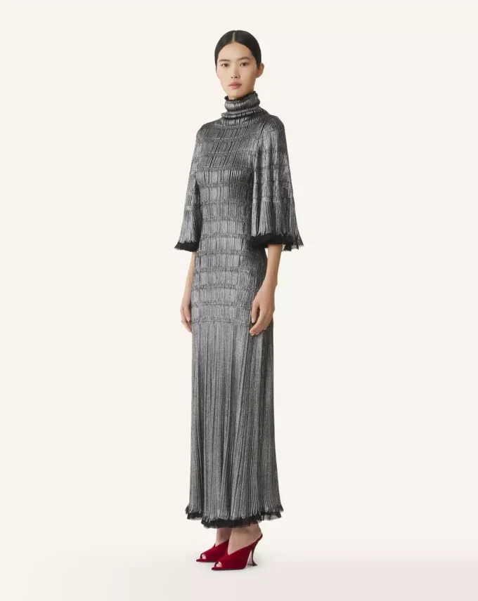 Midi Dress in Metallic Viscose Midi Dress in Metallic Viscose