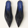Midnight Step Bow Leather Mule with Heel Midnight Step Bow Leather Mule with Heel