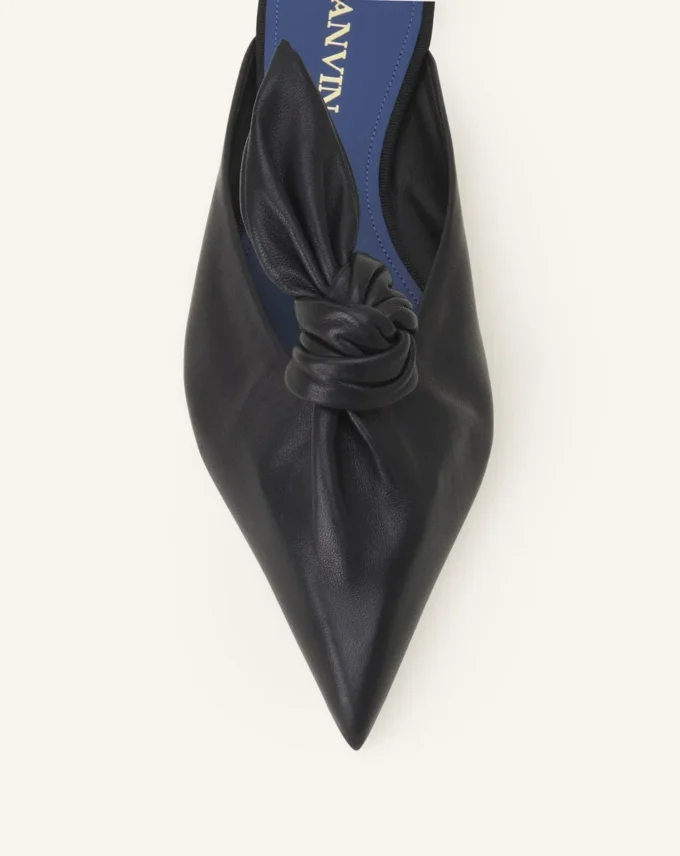 Midnight Step Bow Leather Mule with Heel Midnight Step Bow Leather Mule with Heel