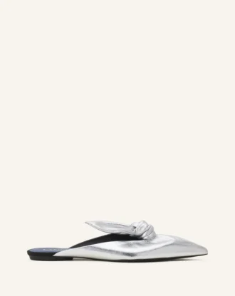 Midnight Step Bow Mule in Metallic Leather Midnight Step Bow Mule in Metallic Leather