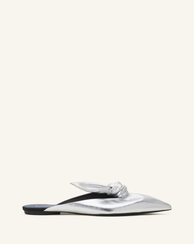 Midnight Step Bow Mule in Metallic Leather