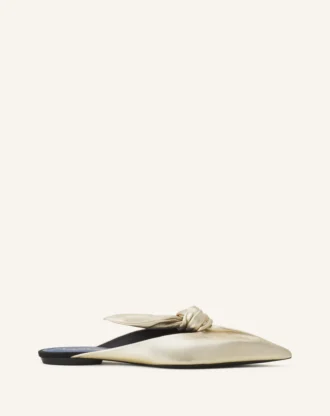 Midnight Step Bow Mule in Metallic Leather Midnight Step Bow Mule in Metallic Leather