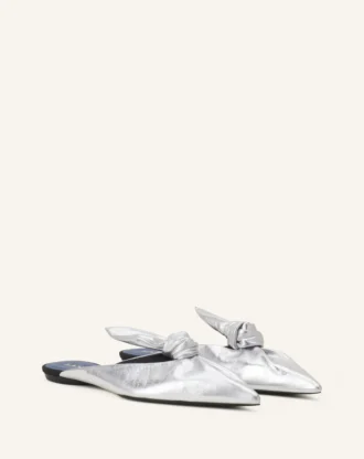 Midnight Step Bow Mule in Metallic Leather Midnight Step Bow Mule in Metallic Leather