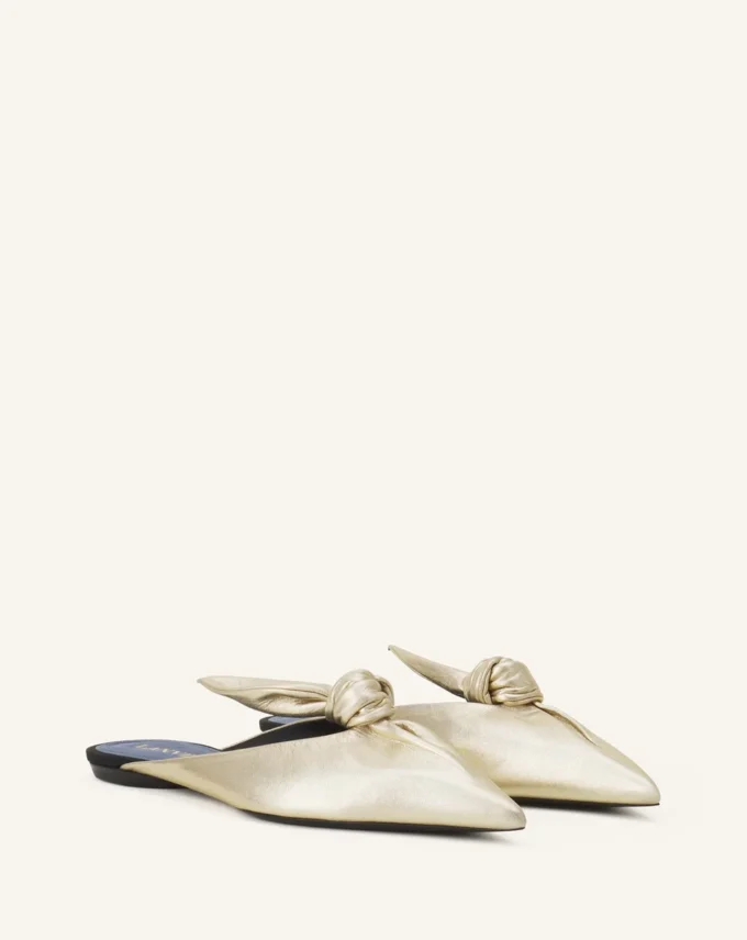 Midnight Step Bow Mule in Metallic Leather