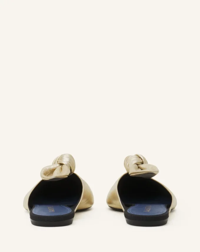 Midnight Step Bow Mule in Metallic Leather