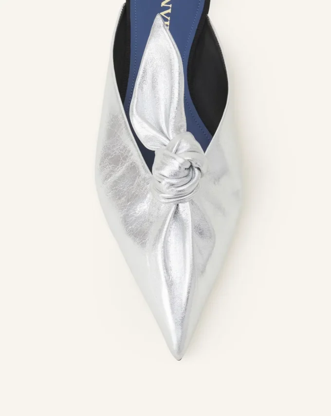 Midnight Step Bow Mule in Metallic Leather