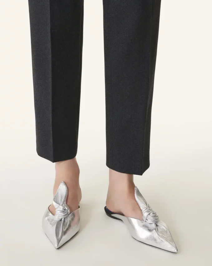 Midnight Step Bow Mule in Metallic Leather
