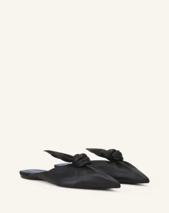 Midnight Step Leather Bow Mule
