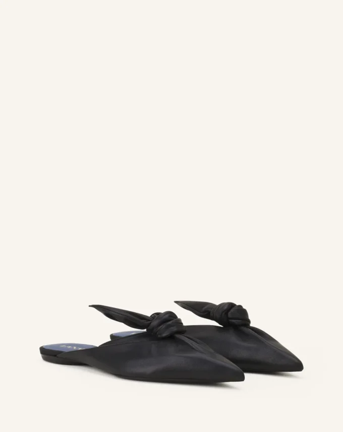 Midnight Step Leather Bow Mule