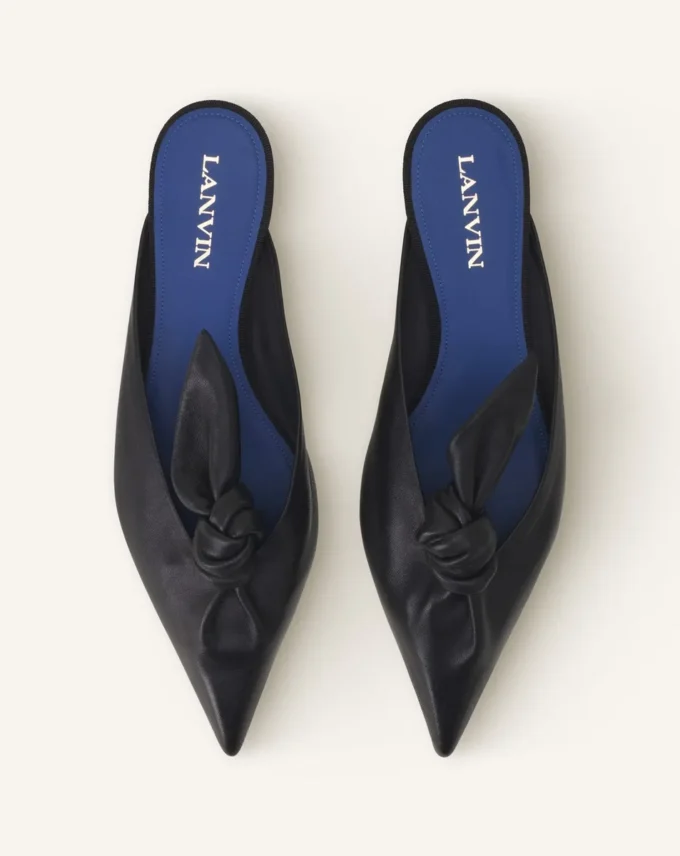 Midnight Step Leather Bow Mule
