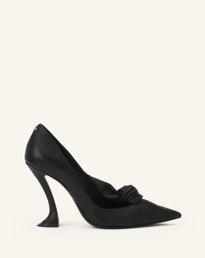 Midnight Step Leather Bow Pump