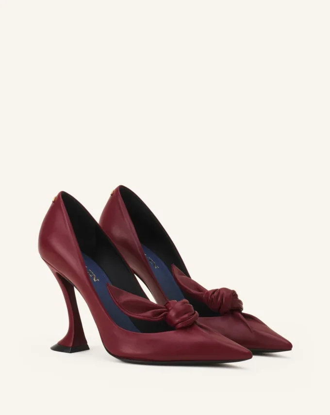 Midnight Step Leather Bow Pump